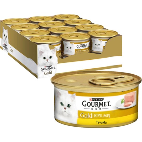 Gourmet Gourmet Gold Kıyılmış Tavuklu Kedi Konservesi 24 Adet 0,4 kg Tavuk Lezzeti ile Yetişkin Kediler