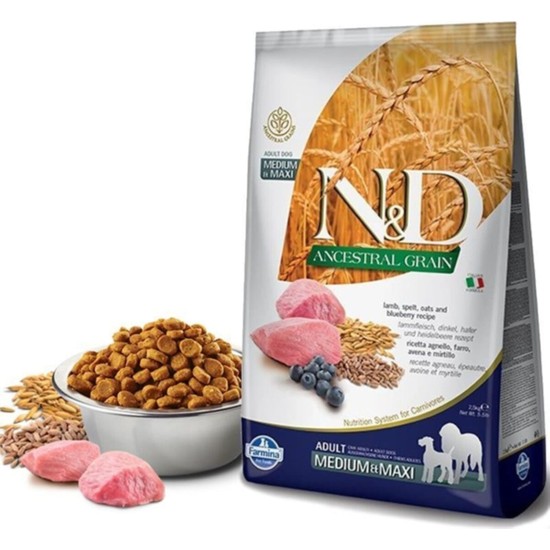 Farmina Nd Düşük Tahıllı Kuzulu Yaban Mersini Medium Maxi Köpek Maması 2.5 kg