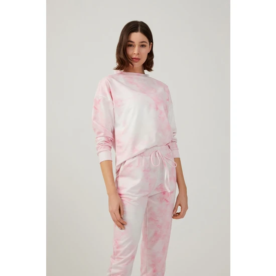 Los Ojos Kadın Pembe Batik Desenli Pijama Takımı Tie-Dye