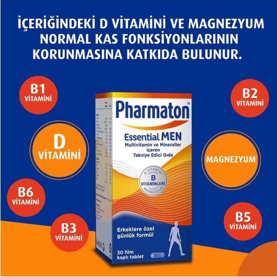 Pharmaton Essential Men 30 Tablet - Magnezyum, Vitamin B, Fiyatı