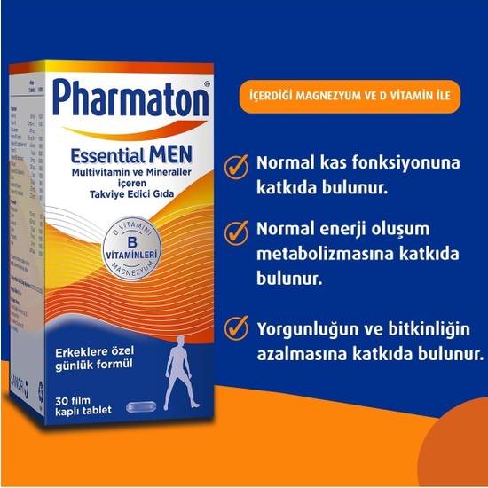 Pharmaton Essential Men 30 Tablet - Magnezyum, Vitamin B, Fiyatı