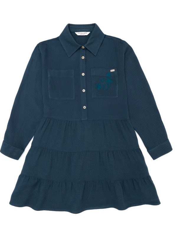 U.S. Polo Assn. Kız Çocuk İndigo Dokuma Elbise 50253033-VR028