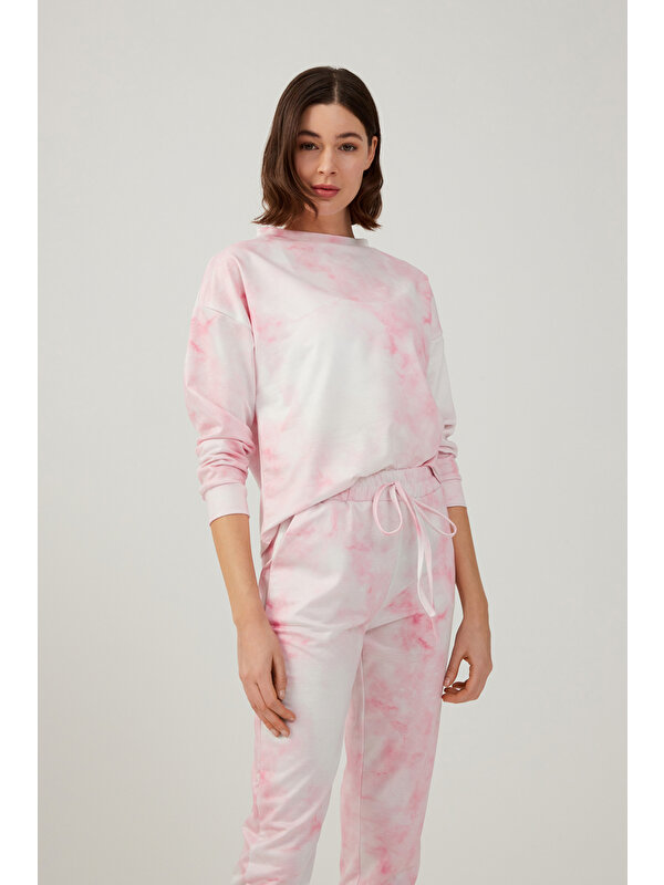 Los Ojos Kadın Pembe Batik Desenli Pijama Takımı Tie-Dye