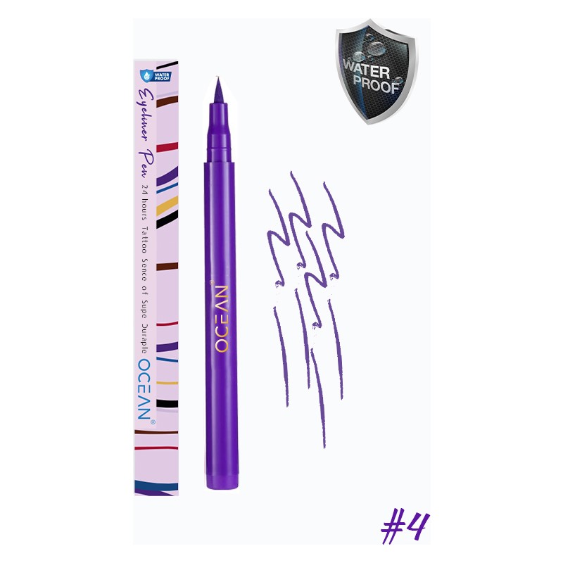 Ocean Mor Eyeliner, Likit Kalem Eyeliner, Suya Dayanıklı, Yoğun Pigmentli