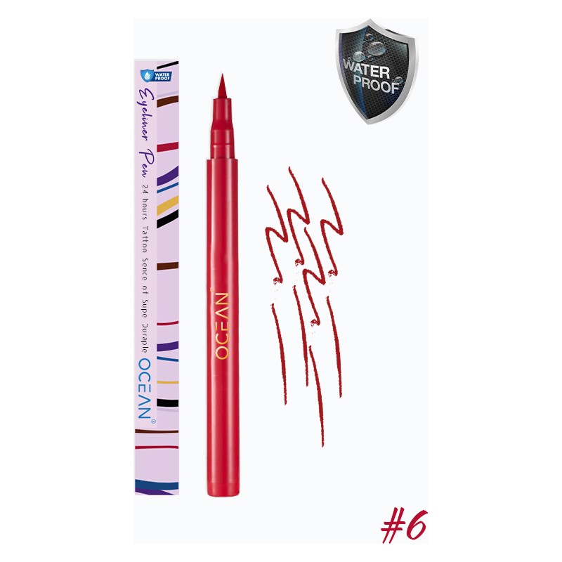 Ocean Kırmızı Eyeliner, Likit Kalem Eyeliner, Suya Dayanıklı, Yoğun Pigmentli