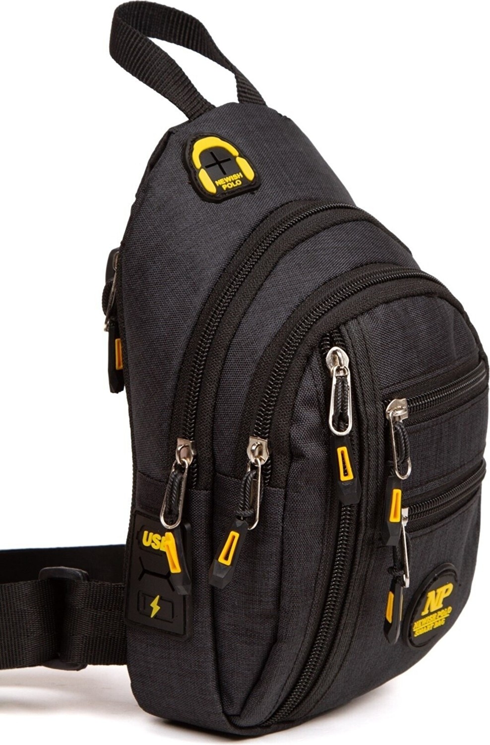Byhakan Newish Polo 2233 Unisex Kulaklık USB Çıkışlı Çapraz Askılı Çanta Bel Omuz ve Göğüs Çanta Günlük Bodybag görsel 4