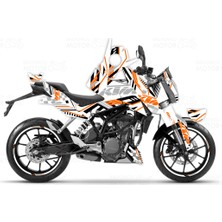 Kaly KTM Duke 250 Xtreme Lines Design Sticker Set Beyaz-Siyah-Turuncu