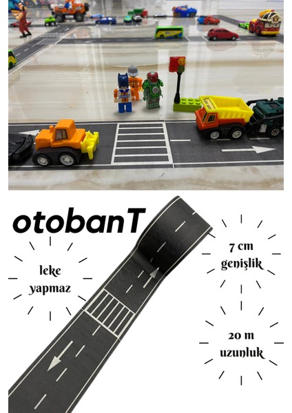 Otobant Eğitici ve Eğlenceli Yol Yapım Bandı - Çocuk Trafik Bantı - Road Tape Oyun Bandı