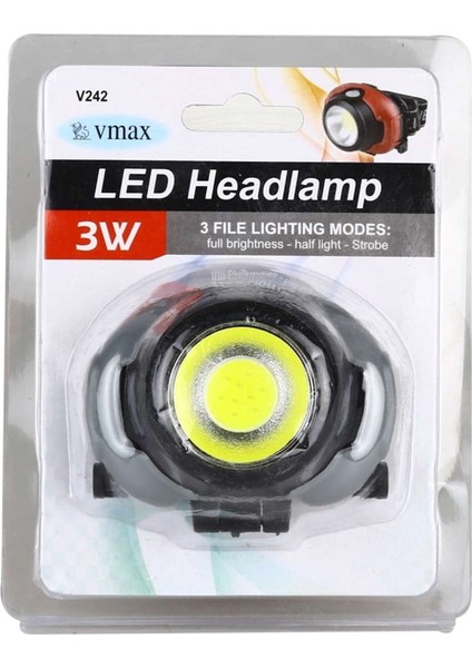 3 Watt LED Ampüllü Vmax Pilli LED Kafa Feneri 3W V242 ( Piller Dahildir )