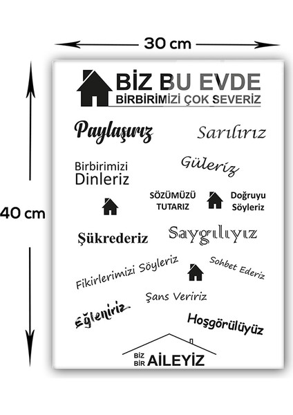 Cam Tablo | Biz Bir Aileyiz - Beyaz Fon |