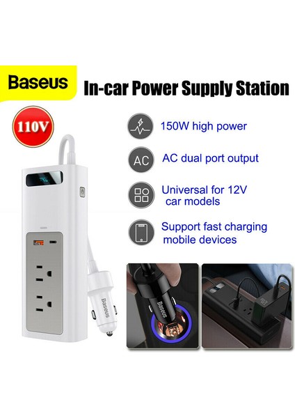 150W Araç Güç Çevirici Dc'den Ac'ye Dönüştürücü Type-C Dizüstü Telefon Şarj Cihazı indirimleri