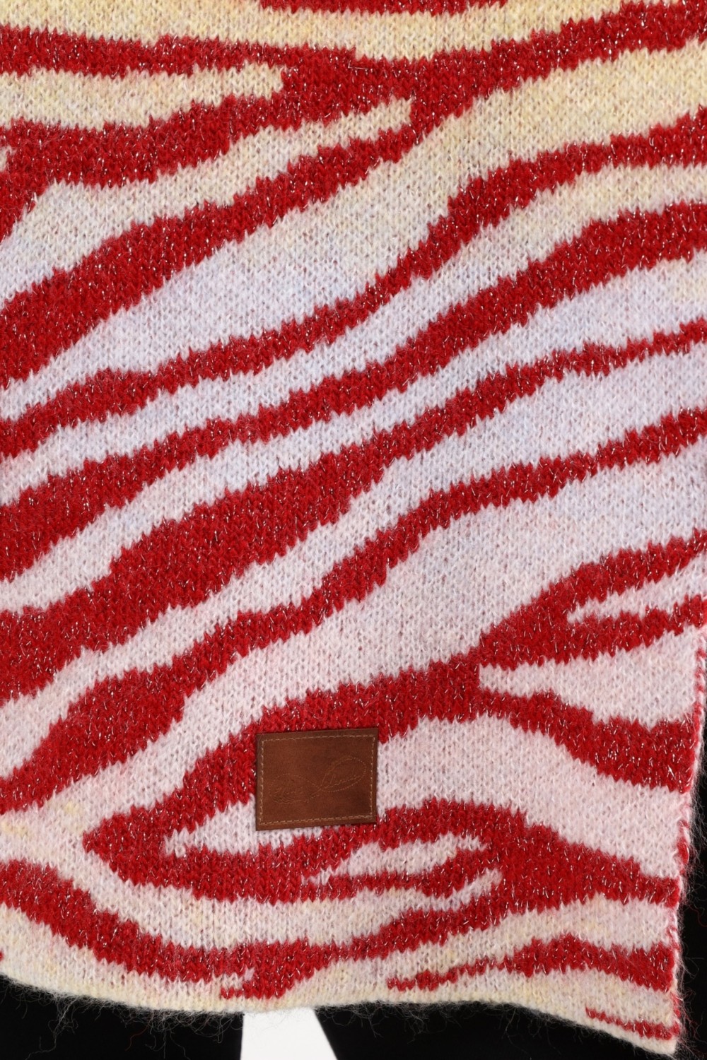 Marilavande Kırmızı Sim Geçişli Zebra Desen Atkı & Bere Takımı görsel 5