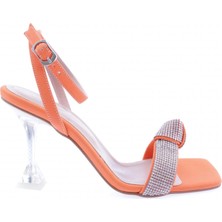 DGN 5162-23Y Kadın Burgulu Silver Taşlı Bilekten Bağli Topuklu Ayakkabı