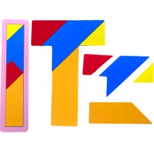 Hamaha Eğitici Ahşap Oyuncak Renkli Ahşap T Tangram Puzzle