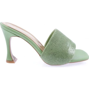 8021-23Y Kadın Silver Taşlı Topuklu Terlik