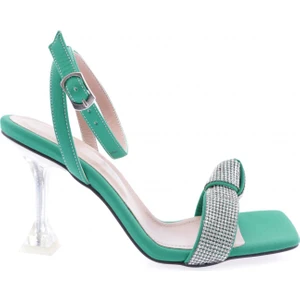 5162-23Y Kadın Burgulu Silver Taşlı Bilekten Bağli Topuklu Ayakkabı