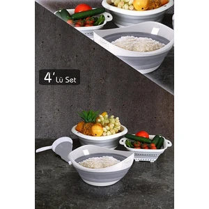 Rossel Premium Vip Akordeon Katlanır Mutfak Seti Kare Süzgeç-Badya-Huni-Pirinç Süzgeci