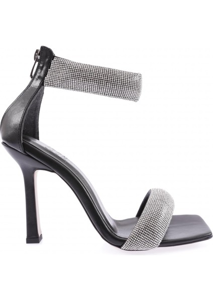 8044-23Y Kadin Silver Taşli Bilekten Bağli Topuklu Sandalet