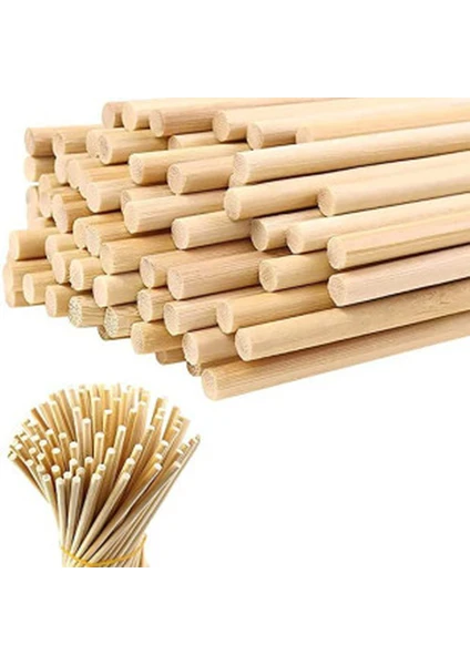 Ahşap Bambu Silindir Maket Çubukları 5 mm 11-12 cm 200 Adet