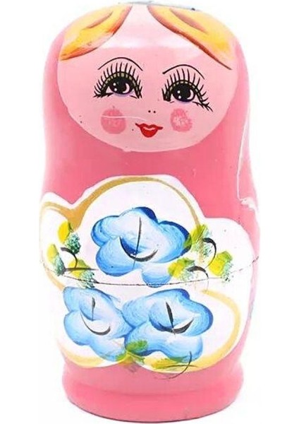 Ahşap Matruşka Bebek Beşli Set Pembe