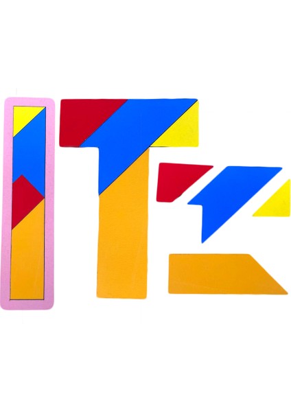 Eğitici Ahşap Oyuncak Renkli Ahşap T Tangram Puzzle