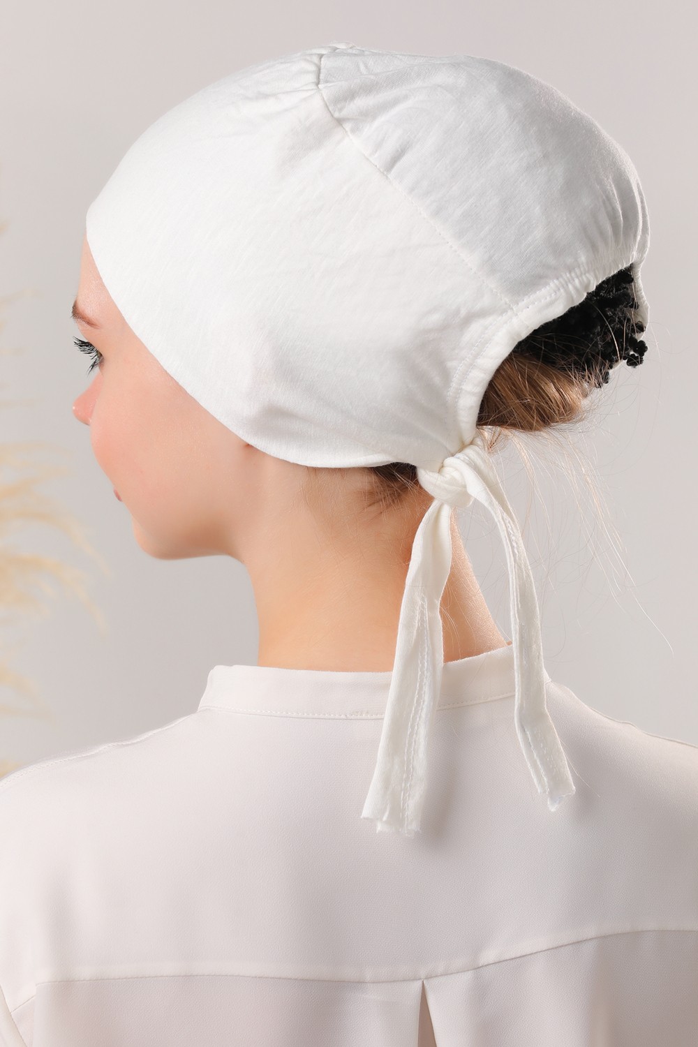 Melodi Scarf Dikişsiz Bağlamalı Penye Bone görsel 7