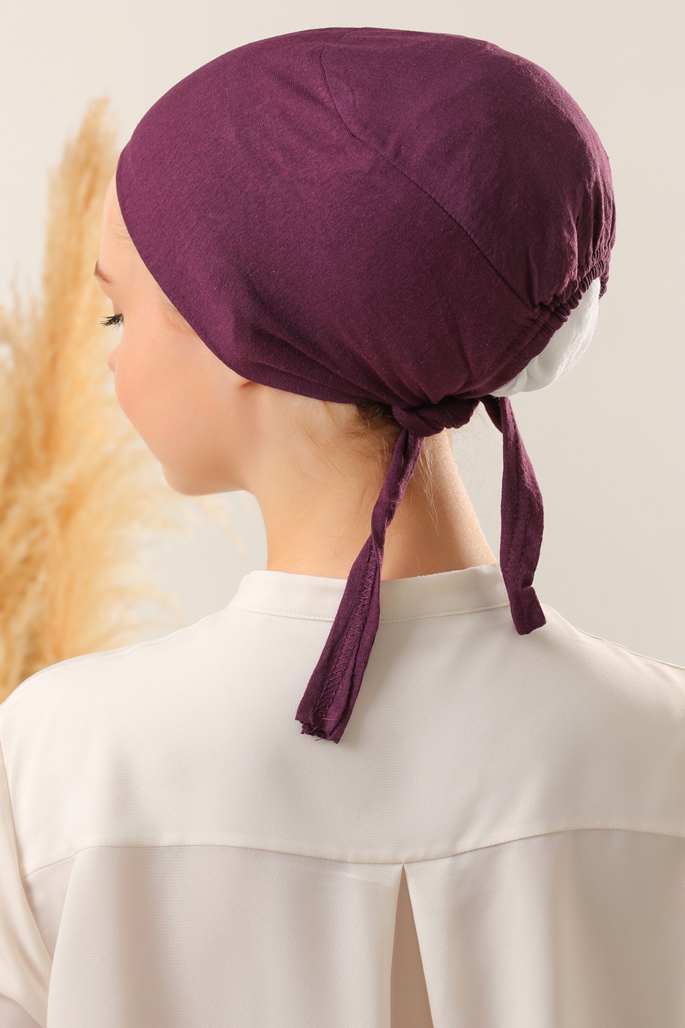 Melodi Scarf Dikişsiz Bağlamalı Penye Bone görsel 4