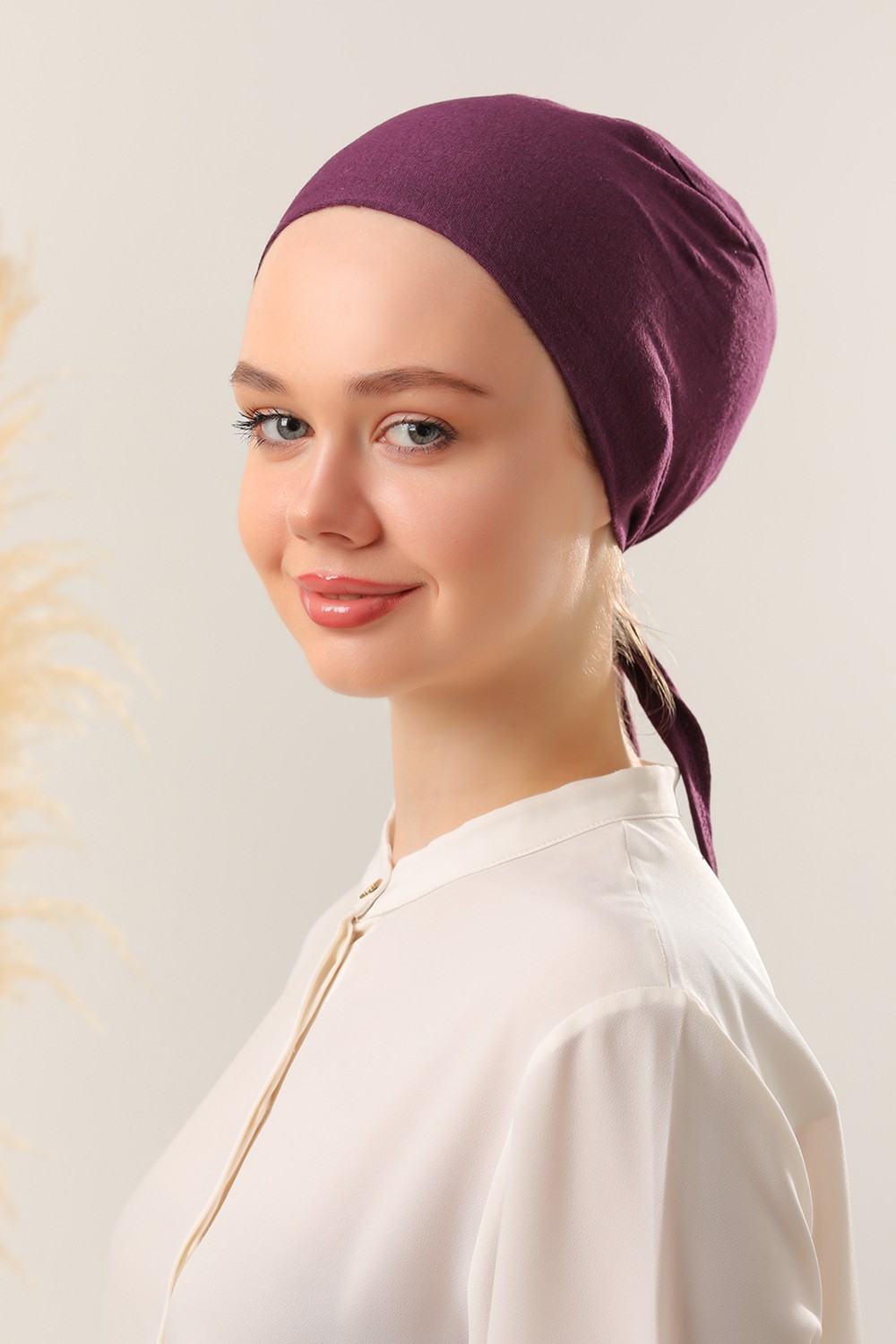 Melodi Scarf Dikişsiz Bağlamalı Penye Bone görsel 6