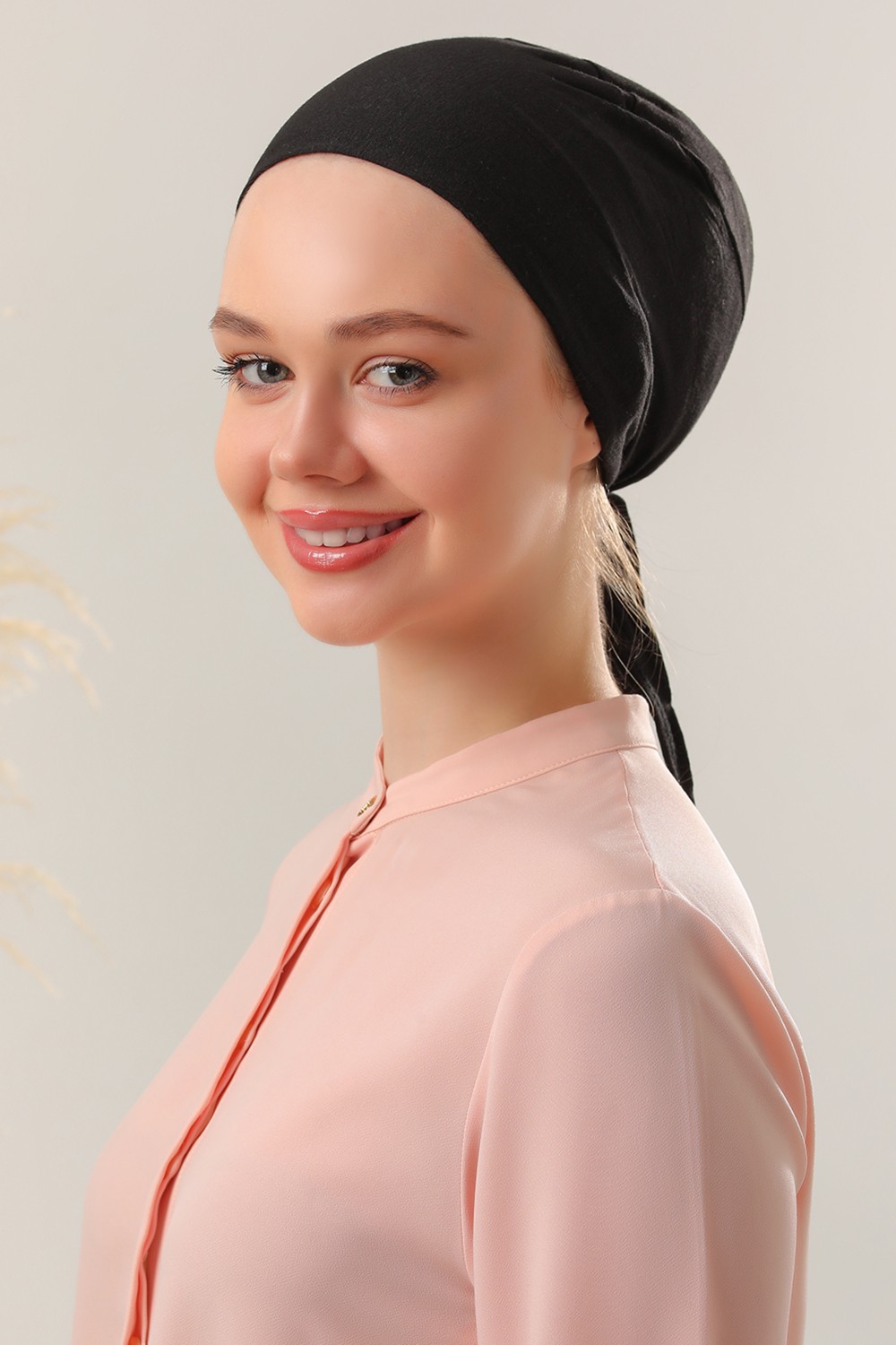 Melodi Scarf Dikişsiz Bağlamalı Penye Bone görsel 3