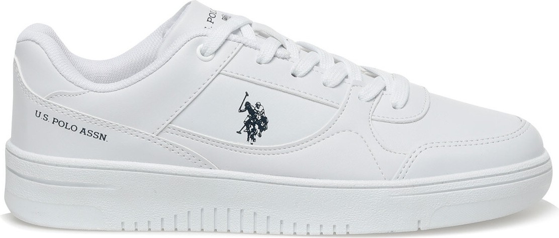 U.S. Polo Assn. Beyaz Erkek Sneaker Suni Deri Malzemeden Düz Tabanlı Spor Ayakkabı görsel 2