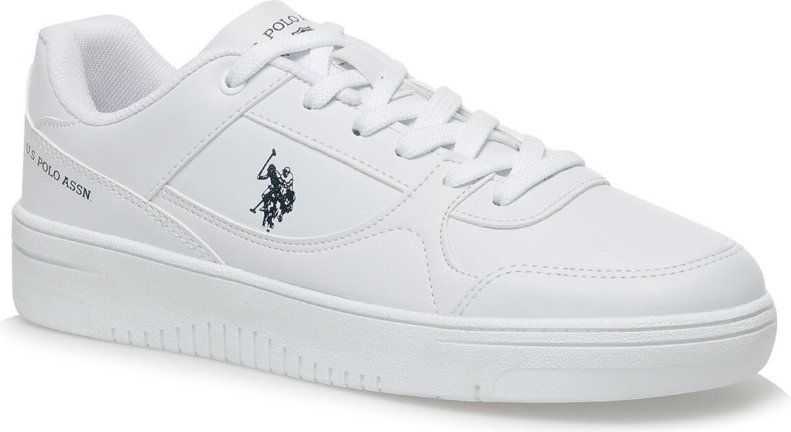U.S. Polo Assn. Beyaz Erkek Sneaker Suni Deri Malzemeden Düz Tabanlı Spor Ayakkabı