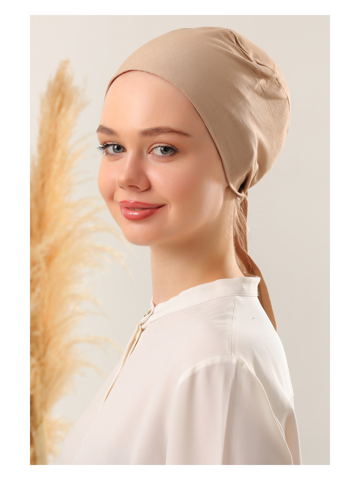 Melodi Scarf Dikişsiz Bağlamalı Penye Bone - Görsel 7