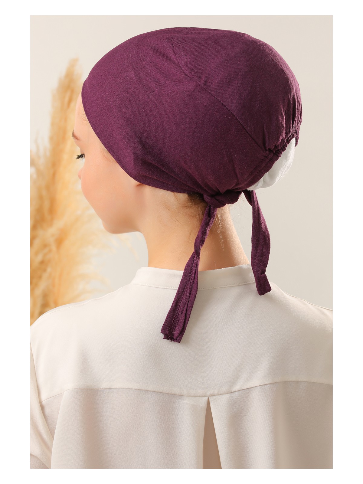 Melodi Scarf Dikişsiz Bağlamalı Penye Bone - Görsel 3