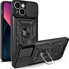 Nevarium iPhone 14 Kılıf Lens Sürgülü Yüzüklü Tank Silikon Pars