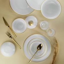 Fecra Circle Beyaz Gold Fileli 18 Parça Yemek Takımı
