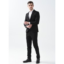 Süvari Normal Bel Slim Fit Siyah Erkek Takım Elbise TK1000600245