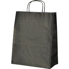 Ecen Plast Siyah Kağıt Çanta 5 Adet 25x12x31 cm Mukavemetli Siyah Hediye Poşeti