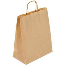 Ecen Plast Burgu Saplı Kraft Çanta - Kraft Poşet 1000 Adet, 18 cm x 8 cm x 23 cm