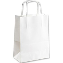 Ecen Plast Beyaz Çanta 18X8X24 ( 50 Adet ) ( Kağıt Poşet Çanta )