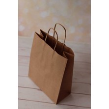 Ecen Plast 18X8X24 cm Kraft Büküm Saplı Çanta Hediye Poşeti 5'li