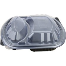 Ecen Plast Özge Menü Box 2 Bölmeli Yemek Kabı Set (25 Adet)