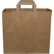 Ecen Plast Saplı Kraft Gıda Içecek Çantası 28X28X16 cm - 50 Adet