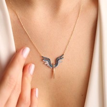 Sembol Gold 14 Ayar Altın Angel Kolye Blue Topaz
