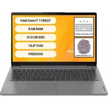 Lenovo Ideapad 3 15ITL6 Intel Core I7 1165G7 8gb 512GB SSD Freedos 15.6" Fhd Taşınabilir Bilgisayar 82H802F7TX