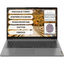 Lenovo Ideapad 3 15ITL6 İntel Core i5 1135G7 8GB 512GB SSD MX350 15.6'' FHD Freedos Taşınabilir Bilgisayar 82H80145TX