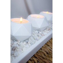 Agossa Home 4'lü Prizma Beyaz Tealight Mumluk Seti • 3 Adet Tealight Mum