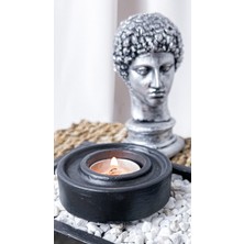Agossa Home 2'li Yollu Siyah Tealight Mumluk Seti • Dikdörtgen Sunum Tepsili