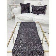 Körfez Kırlent Pul Payetli 6mm Armut Kırlent Kılıfı Runner Kombin Set