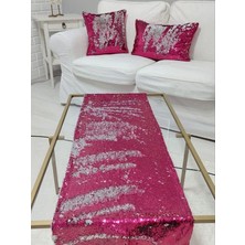 Körfez Kırlent Pul Payetli 5mm Çift Renk Kırlent Kılıfı Runner Kombin Set