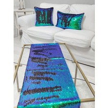 Körfez Kırlent Pul Payetli 5mm Çift Renk Kırlent Kılıfı Runner Kombin Set